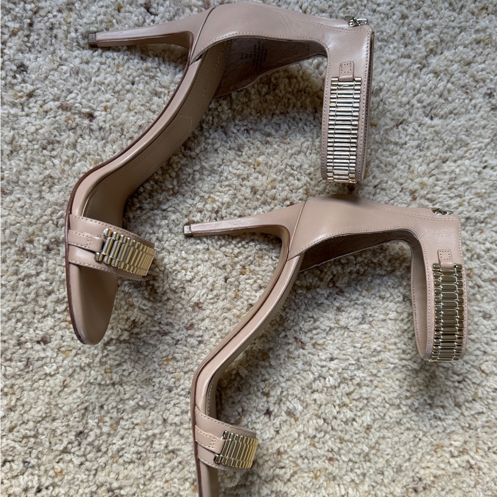 Kendall + Kylie Nude Heeled Sandal with Gold Accents, Size 7 - Picture 12 of 15
